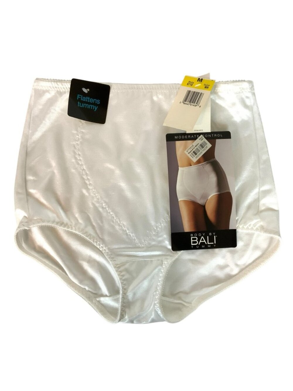 Bali Moderate Control Shaping Brief Panty White Size M Nylon Spandex Blend New